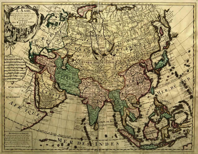 Подробная голландская карта Евразии XVIII века Tartarie Independante